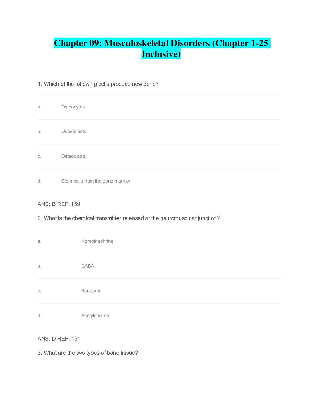 Preview image for Chapter 09: Musculoskeletal Disorders (Chapter 1-25 Inclusive)
